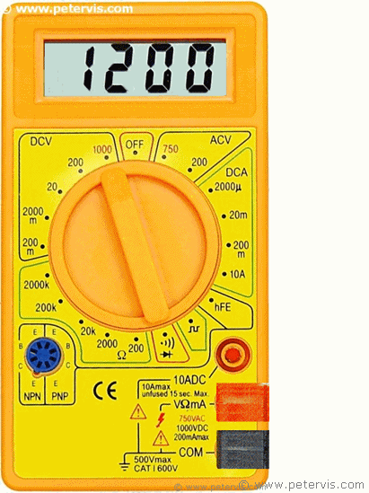 Measuring forward voltage using meter.