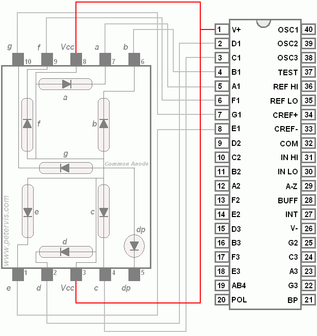 Connecting a 7 Segment LED Display to ICL7107