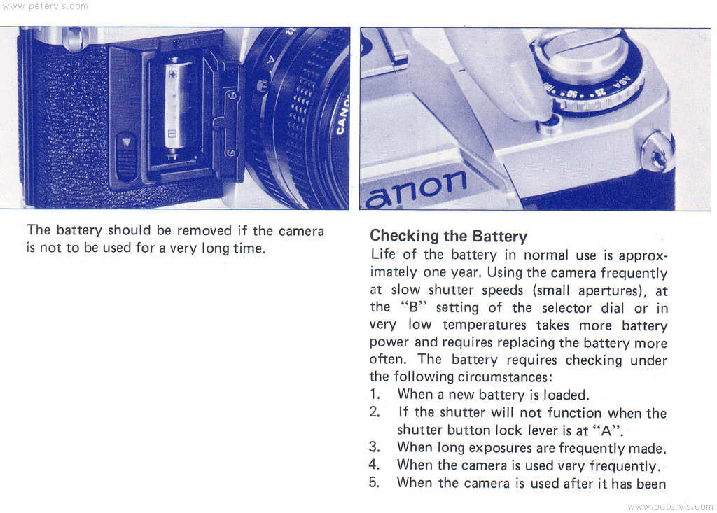 Canon AV-1 Checking the Battery - Manual Page 17