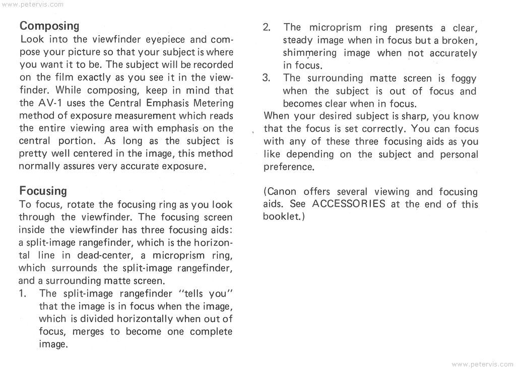 Canon AV-1 Composing and Focusing - Manual Page 32