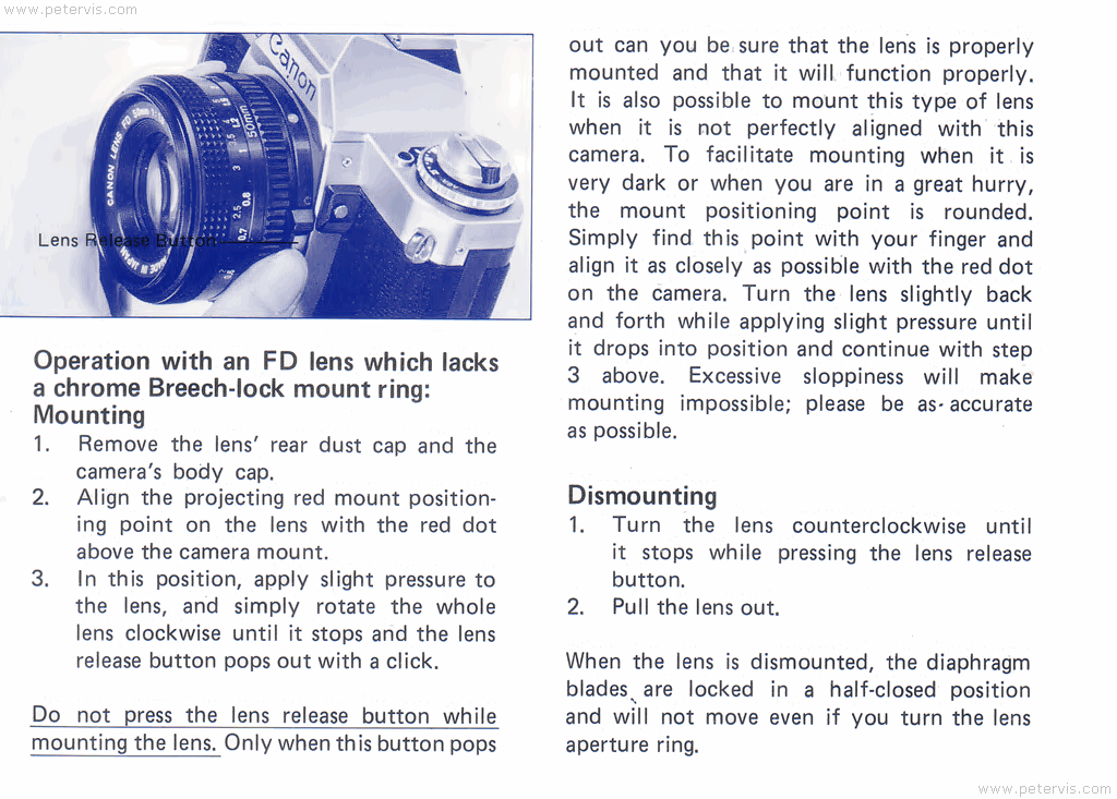Canon AV-1 FD Lens without Breech-Lock Mount - Manual Page 13