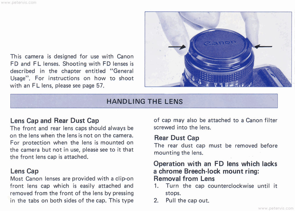 Canon AV-1 Handling the Lens - Manual Page 10