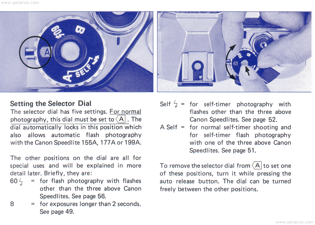 Canon AV-1 Setting the Selector Dial - Manual Page 25