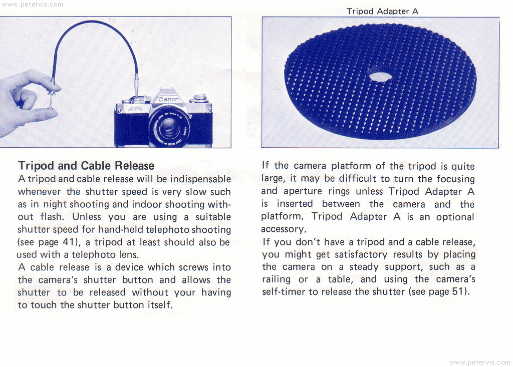 Canon AV-1 Tripod and Cable Release - Manual Page 50