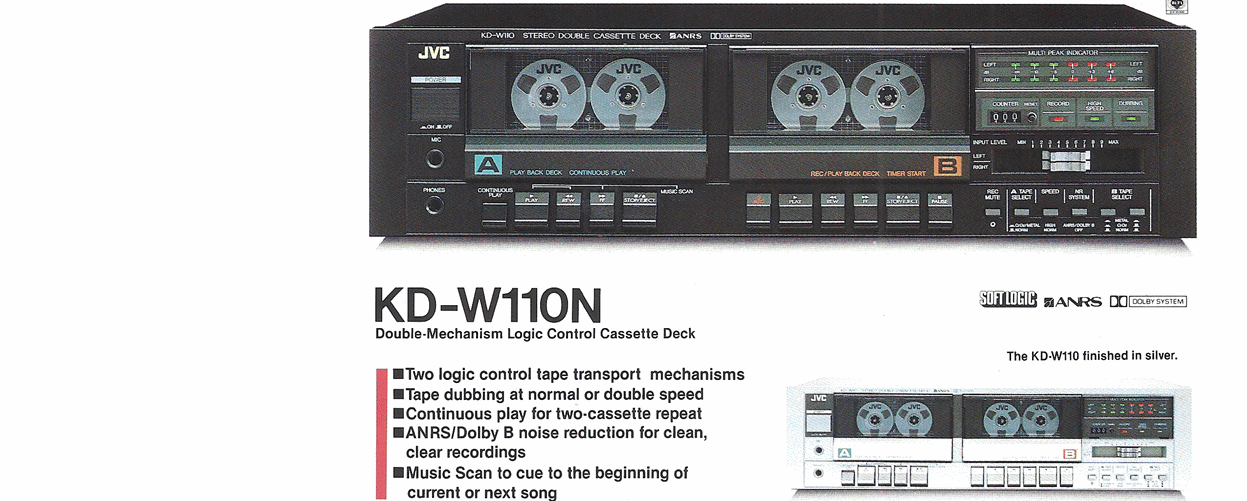 JVC JVC KD-W5J Cassette deck Tape counter 