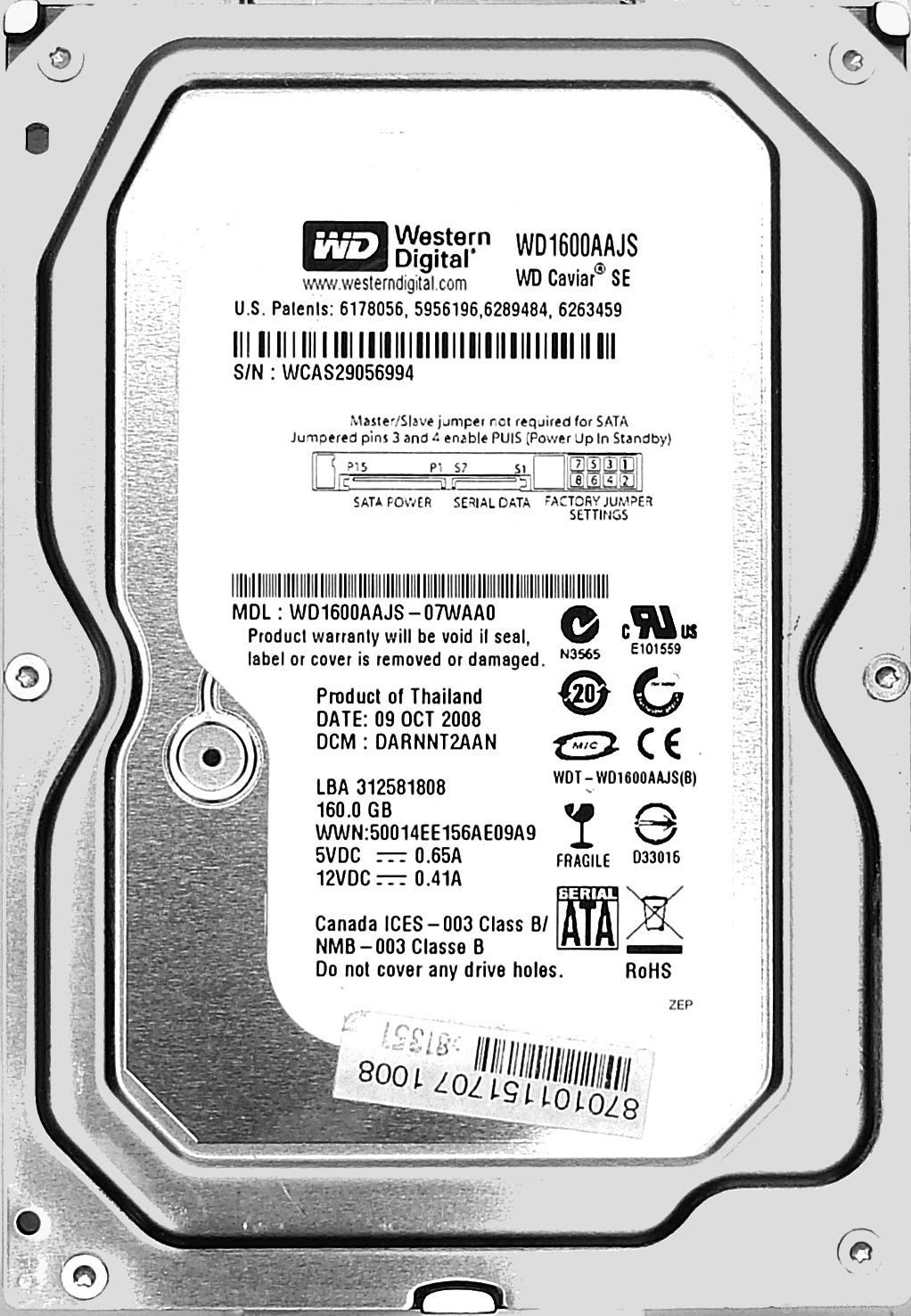 WD1600AAJS SATA Hard Disk Drive