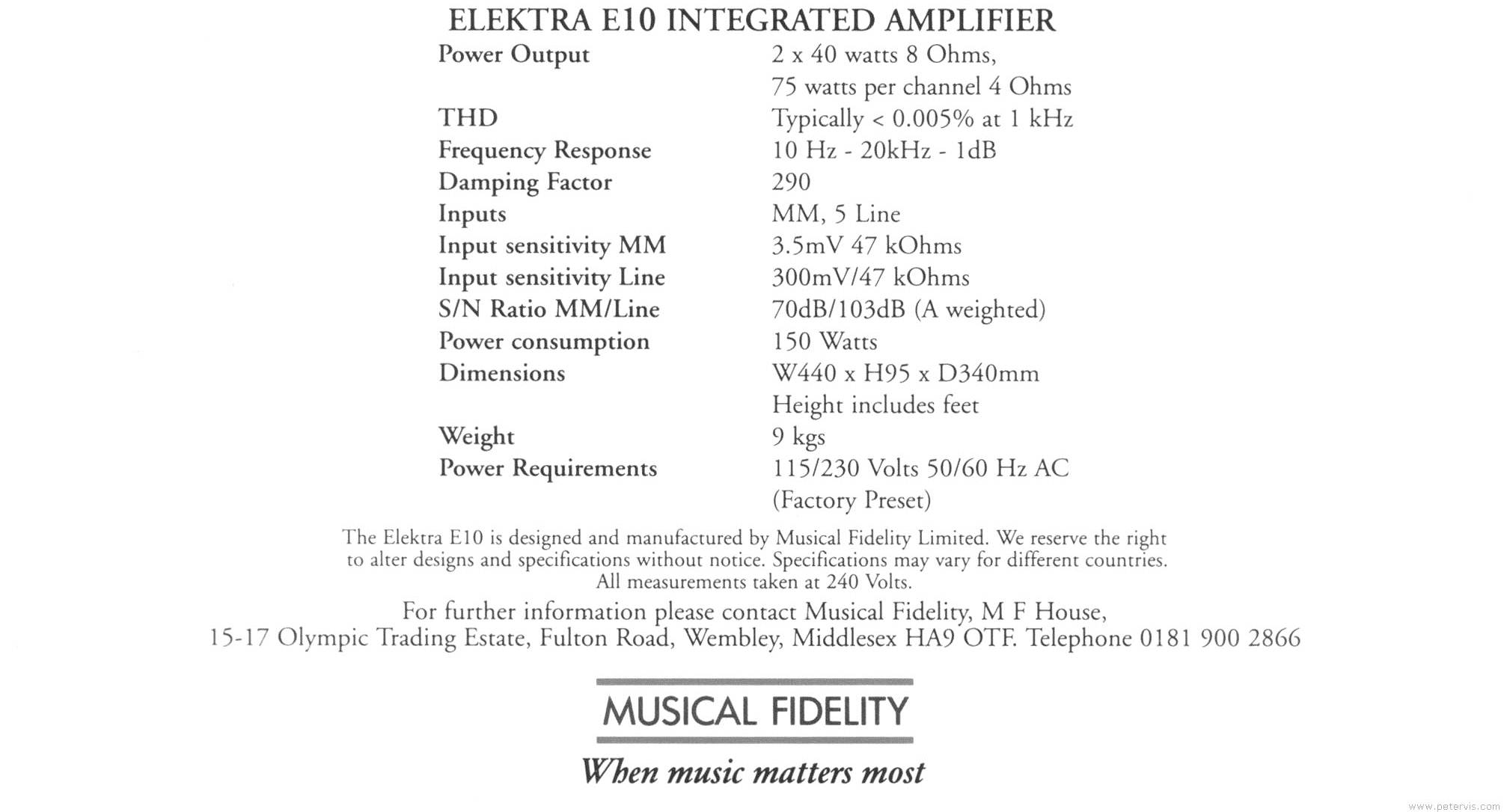 Musical Fidelity Elektra E10
