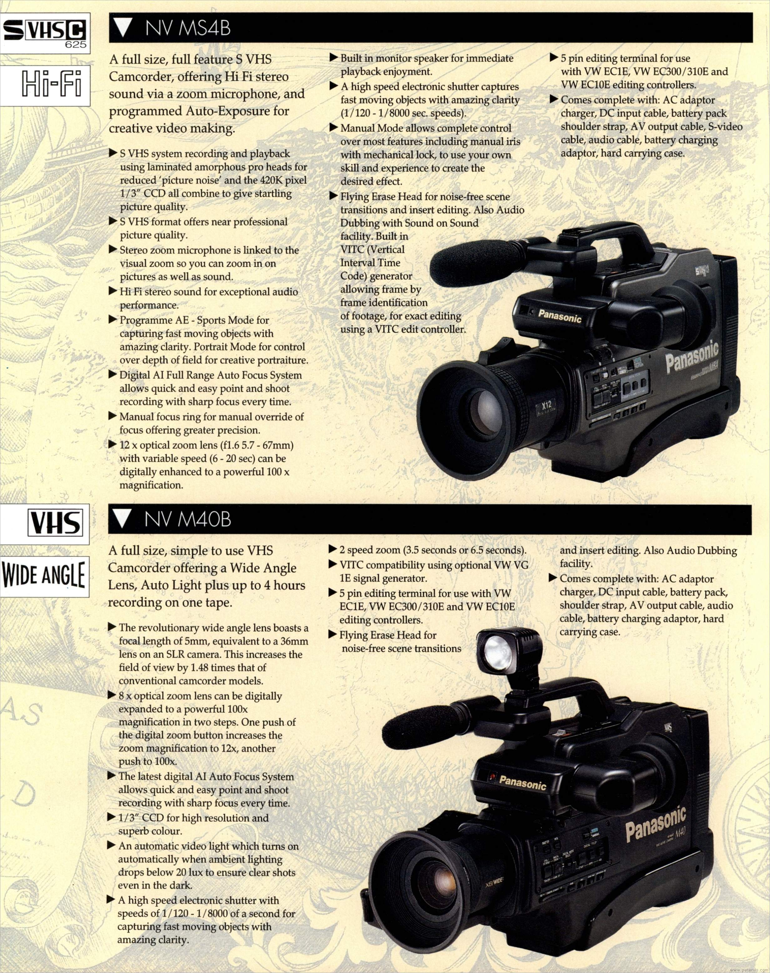 NV-MS4B and NV-M40B Camcorders