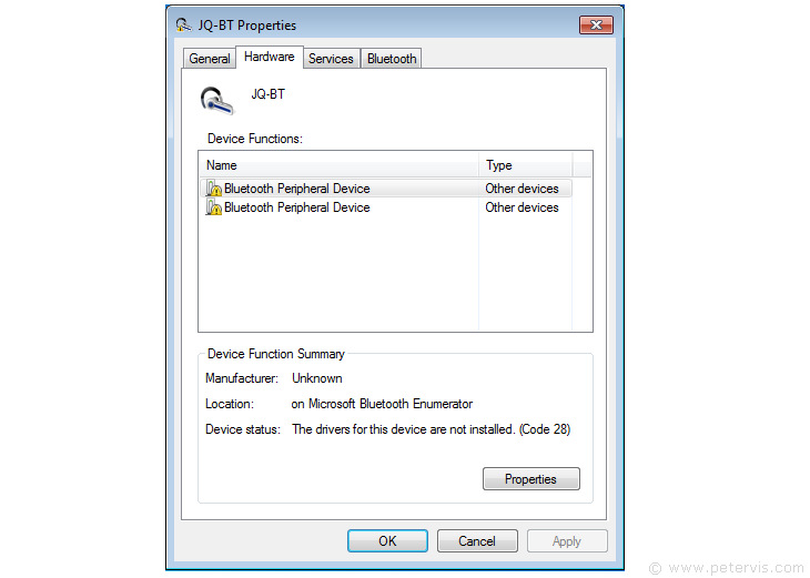 Peripheral Device Drivers Not Installed