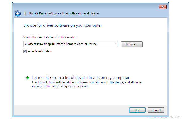Select Driver Files Location
